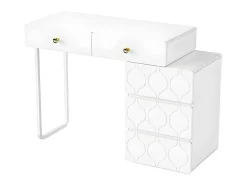 Uitschuifbare Kaptafel Met Golvenpatroon - Met 5 Laden - Gelakte Fronten - Wit (Zonder Spiegel Of Kruk)-ModernLuxe Discount