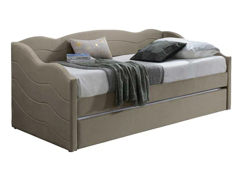 Uitschuifbare Slaapbank 2 X 90 X 190 Cm - Velours - Beige - Lenvia-Vente-unique Hot
