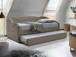 Uitschuifbare Slaapbank 2 X 90 X 190 Cm - Velours - Beige - Lenvia-Vente-unique Hot