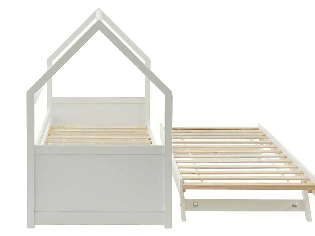 Uitschuifbed 2 X 90 X 190 Cm - Grenen - Wit + Matras - Hurra-Vente-unique Online