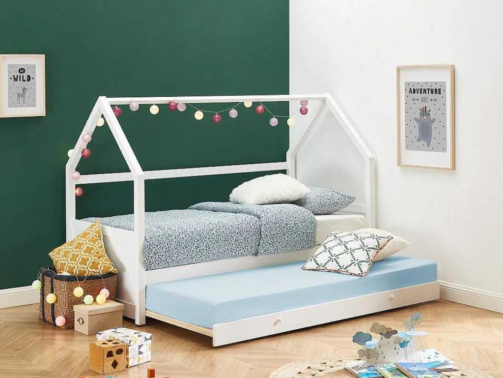 Uitschuifbed 2 X 90 X 190 Cm - Grenen - Wit + Matras - Hurra-Vente-unique Online