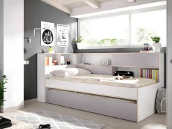 Uitschuifbed Met Slaaplade - 90 X 200 En 90 X 190 Cm - Wit En Grijs - Losiana-Vente-unique Sale