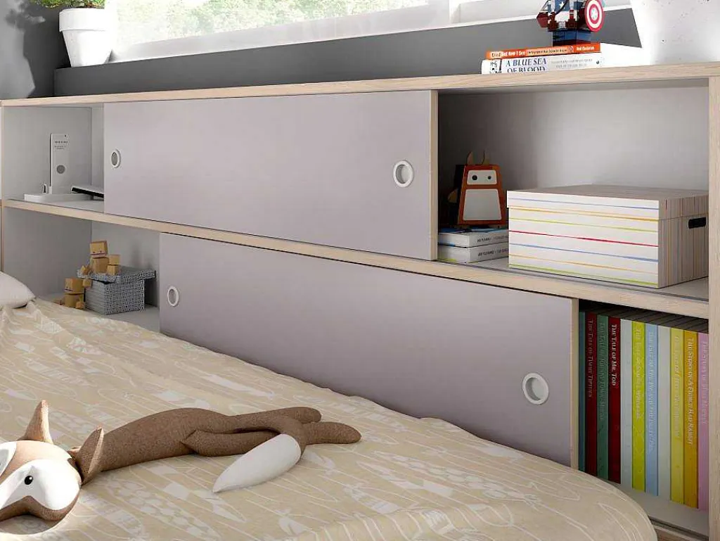 Uitschuifbed Met Slaaplade - 90 X 200 En 90 X 190 Cm - Wit En Grijs - Losiana-Vente-unique Sale