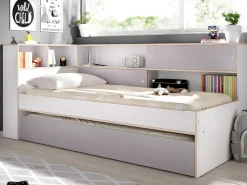 Uitschuifbed Met Slaaplade - Wit En Grijs + Bedbodem + Matras - Losiana-Vente-unique New