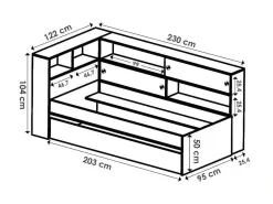 Uitschuifbed Met Slaaplade - Wit En Grijs + Bedbodem + Matras - Losiana-Vente-unique New