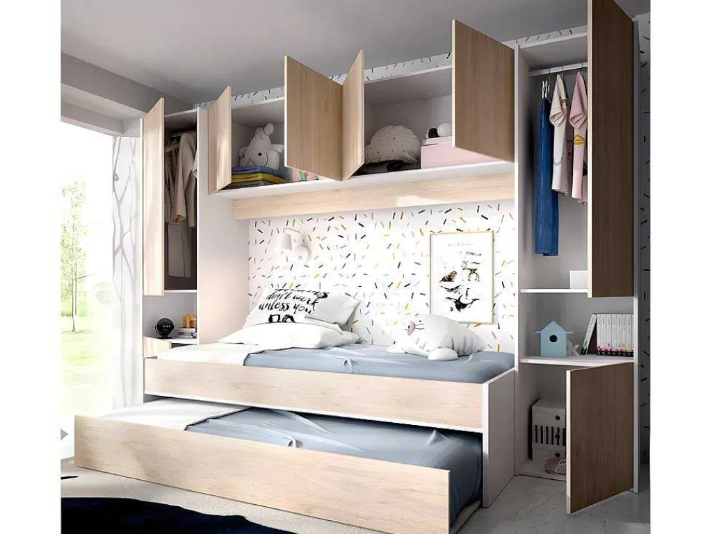 Uitschuifbed Selena - 90 X 190 Cm - Kleur: Eiken En Wit-Vente-unique Clearance