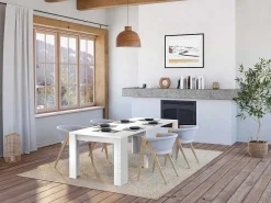 Uittrekbare Sidetabletafel Onega - 10 Personen - 4 Verlengstukken - Kleur: Wit-Vente-unique Sale