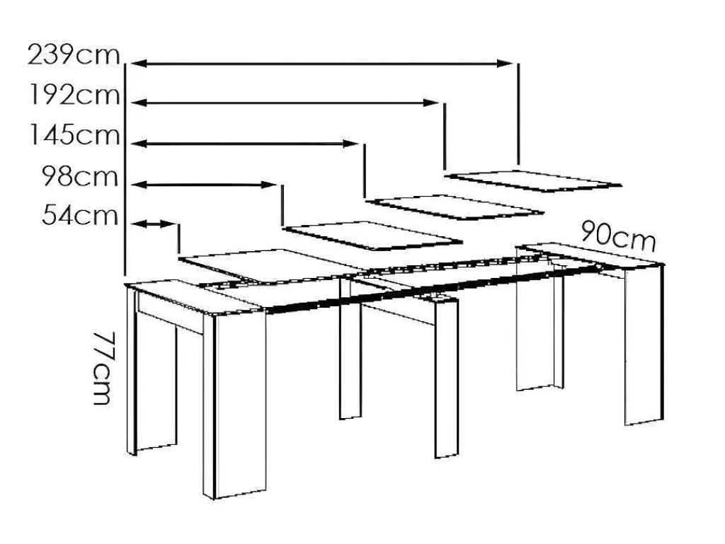 Uittrekbare Sidetabletafel Onega - 10 Personen - 4 Verlengstukken - Kleur: Wit-Vente-unique Sale