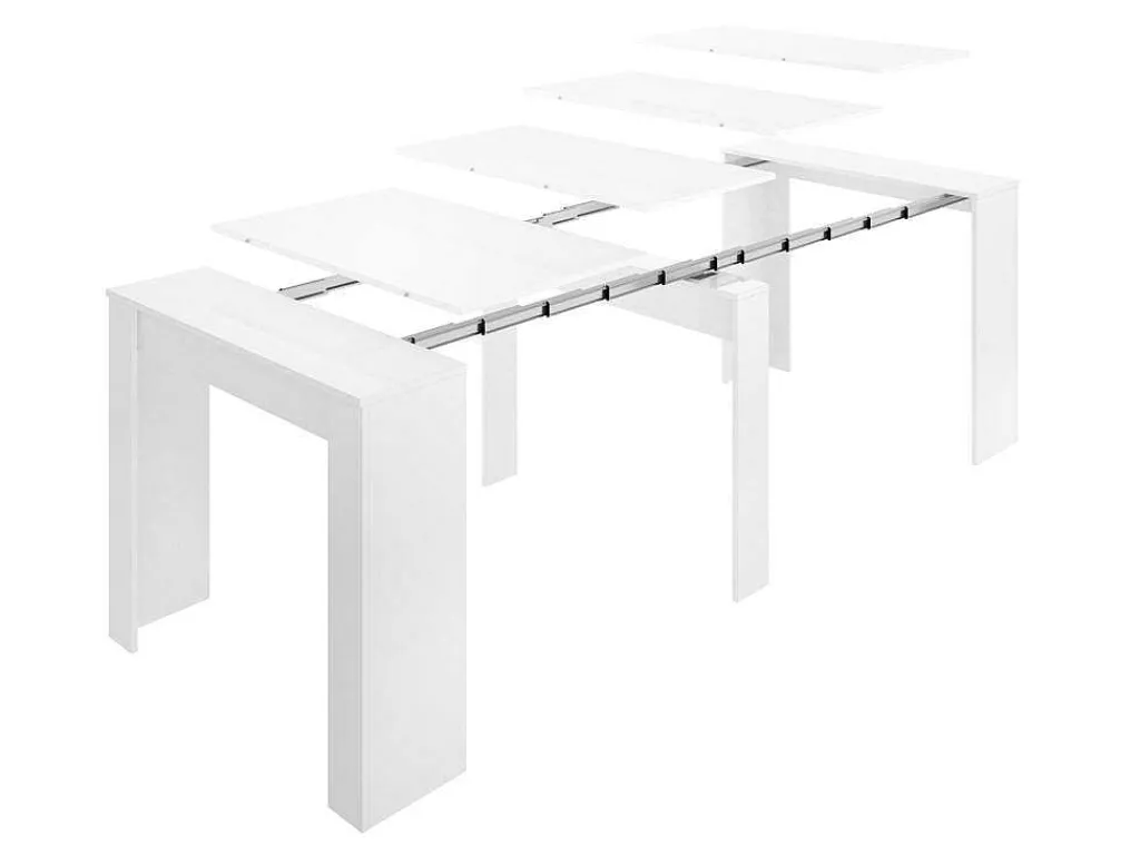 Uittrekbare Sidetabletafel Onega - 10 Personen - 4 Verlengstukken - Kleur: Wit-Vente-unique Sale