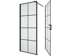 Vast Douchescherm Met Matzwarte Taatsdeur - 80 X 80 X 190 Cm - Caparica-Shower & Design Outlet