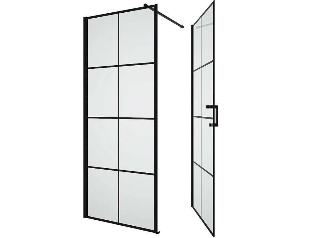 Vast Douchescherm Met Matzwarte Taatsdeur - 80 X 80 X 190 Cm - Caparica-Shower & Design Outlet