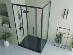 Vast Douchescherm Met Schuifdeur Met Industriele Stijl - Mat Zwart - 120 X 80 X 195 Cm - Toroni-Shower & Design Discount