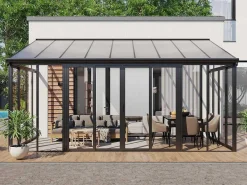 Veranda Van Aluminium En Polycarbonaat Met Uv-Bescherming - 15,8 M - Antraciet - Mathilda-EXPERTLAND Clearance