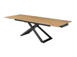 Verlengbare Eettafel 6 Tot 10 Plaatsen Van Keramiek, Gehard Glas En Metaal - Licht Naturel En Zwart - Xerena Van-PASCAL MORABITO Clearance