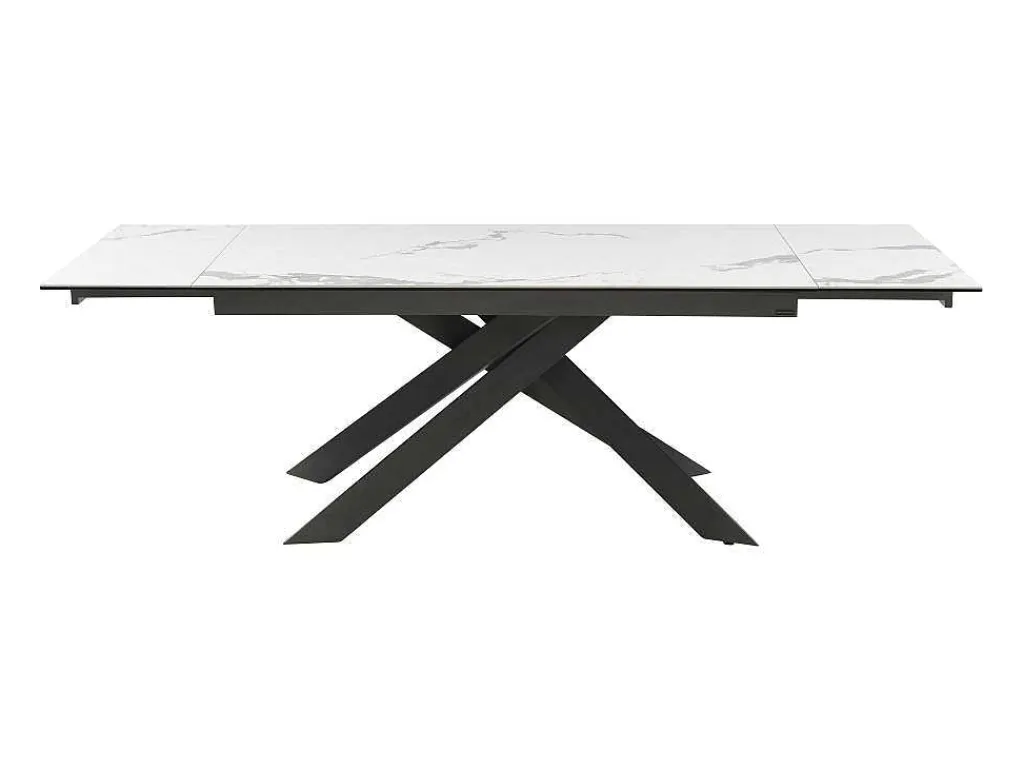 Verlengbare Eettafel 6 Tot 10 Plaatsen Van Keramiek En Metaal - Wit Marmereffect En Antraciet - Corema Van-PASCAL MORABITO Outlet