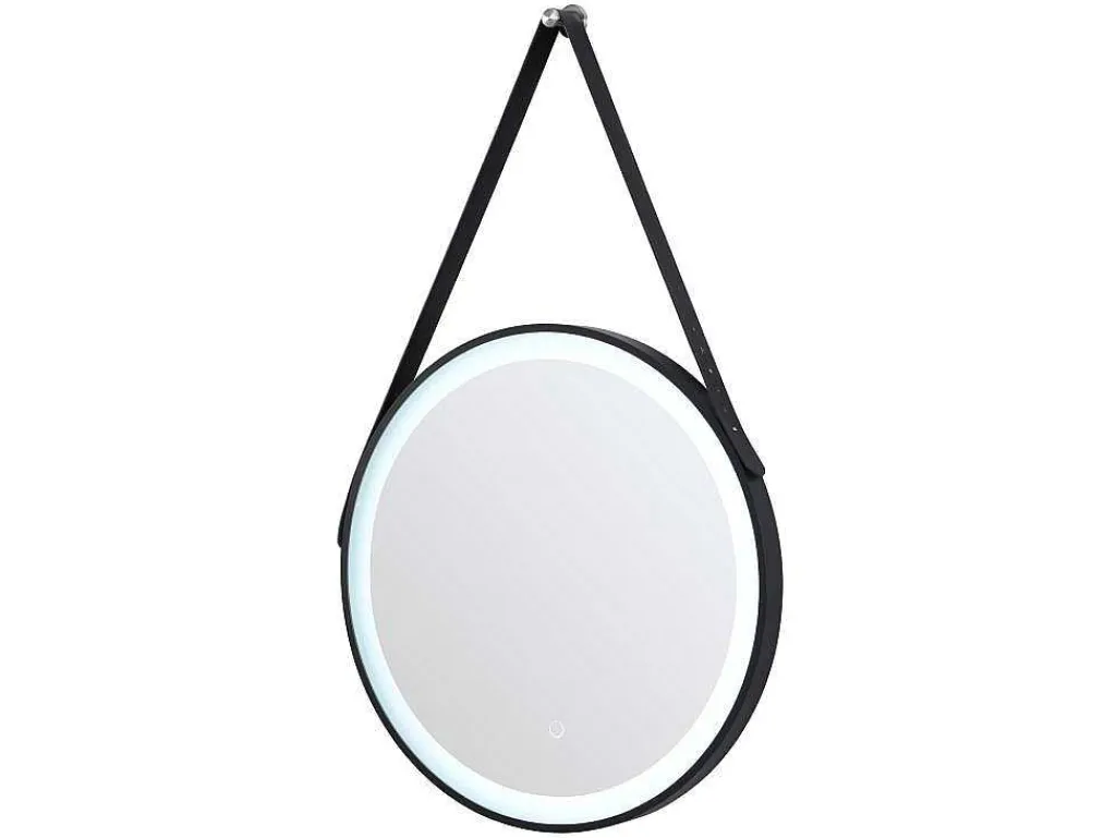 Verlichte Badkamerspiegel Met Antibewaseming En Zwart Kader Met Een Haak - 60 X 60 Cm Borja-OZAIA Clearance