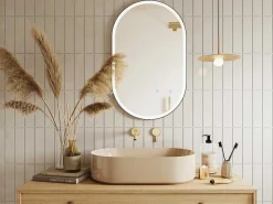 Verlichte Ovale Badkamerspiegel Met Antibewaseming En Zwart Kader - 50 X 80 Cm Alarico-OZAIA Clearance
