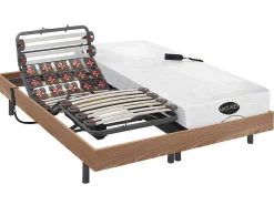 Verstelbaar Relaxbed Met Contactplaatjes En Latten En Matras Met Vormgeheugen En Bamboe Damysos Van - Motors Okin - 2X80X200 Cm - Eiken-NATUREA Online