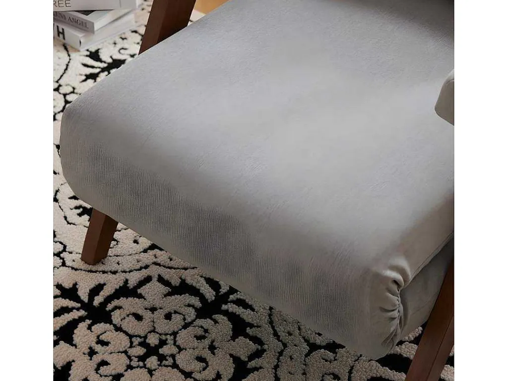 Verstelbare Converteerbare Gewatteerde Fauteuil Van Katoenen Stof - Grijs-ModernLuxe New