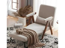 Verstelbare Converteerbare Gewatteerde Fauteuil Van Katoenen Stof - Beige-ModernLuxe Sale