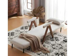 Verstelbare Converteerbare Gewatteerde Fauteuil Van Katoenen Stof - Beige-ModernLuxe Sale