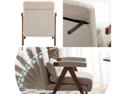 Verstelbare Converteerbare Gewatteerde Fauteuil Van Katoenen Stof - Beige-ModernLuxe Sale
