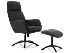 Verstelbare Fauteuil Van Linnen Met Voetensteun Arbori - Donkergrijs-Vente-unique Discount