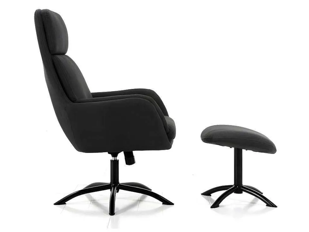 Verstelbare Fauteuil Van Linnen Met Voetensteun Arbori - Donkergrijs-Vente-unique Discount