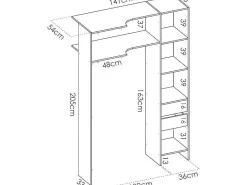 Verstelbare Kledingkast Dorian - L164/234 Cm - Eiken En Antraciet-Vente-unique Online