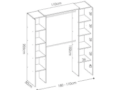 Verstelbare Kledingkast Dorian Met Gordijn - L110/180Cm - Kleuren: Eik En Antraciet-Vente-unique