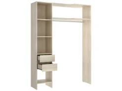 Verstelbare Kledingkast Gontran - L164 / 214 Cm - Eiken En Grijs-Vente-unique Outlet