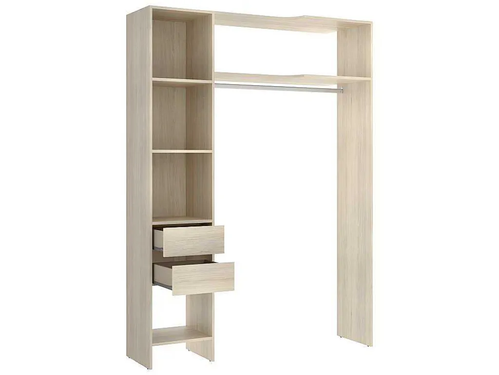 Verstelbare Kledingkast Gontran - L164 / 214 Cm - Eiken En Grijs-Vente-unique Outlet