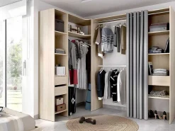 Verstelbare Kledingkast Gontran - L164 / 214 Cm - Eiken En Grijs-Vente-unique Outlet