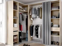 Verstelbare Kledingkast Gontran - L164 / 214 Cm - Eiken En Grijs-Vente-unique Outlet