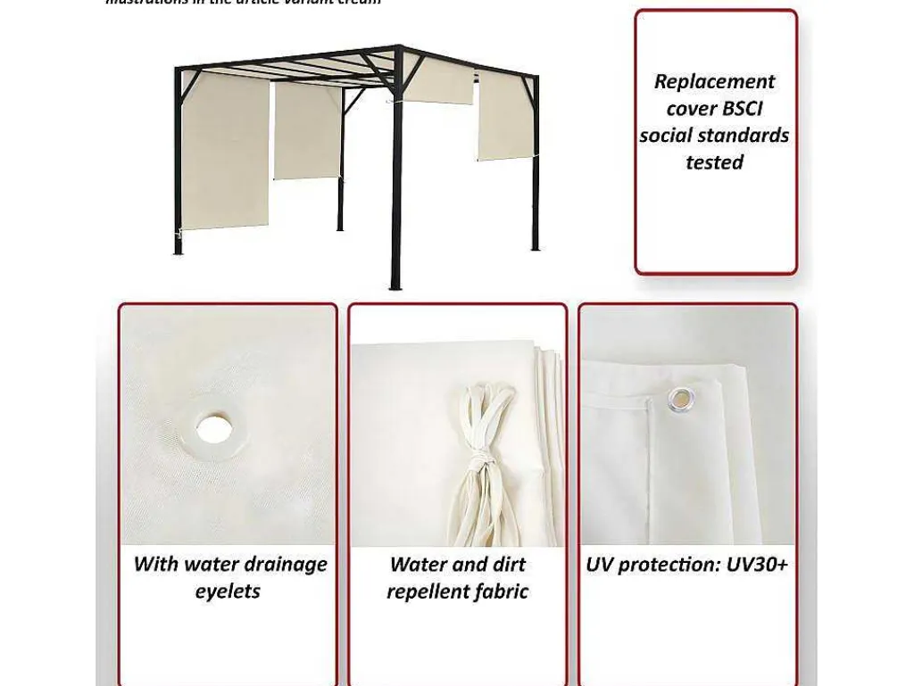 Vervangen Overkapping Voor Pergola Beja, Taupe-Vente-unique