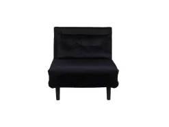 Vicky Slaapbank ,Fauteuil Velours Zwart.-Vente-unique Sale