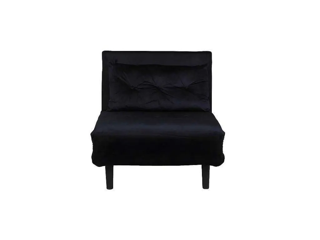 Vicky Slaapbank ,Fauteuil Velours Zwart.-Vente-unique Sale