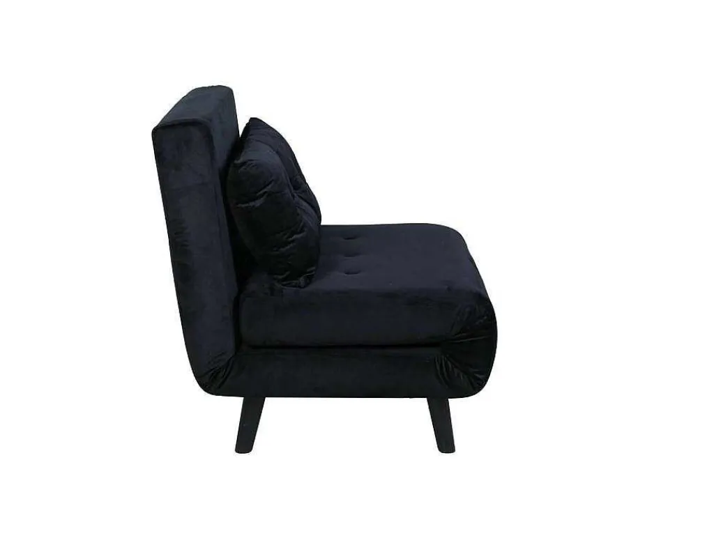 Vicky Slaapbank ,Fauteuil Velours Zwart.-Vente-unique Sale