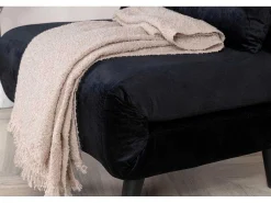 Vicky Slaapbank ,Fauteuil Velours Zwart.-Vente-unique Sale