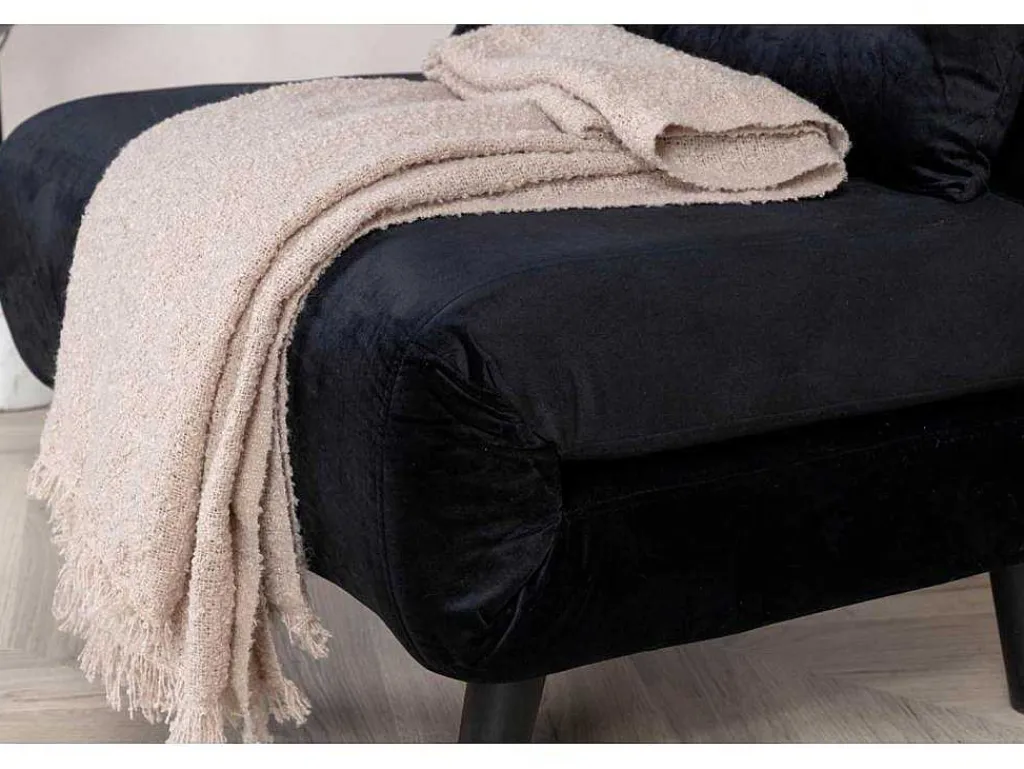 Vicky Slaapbank ,Fauteuil Velours Zwart.-Vente-unique Sale