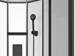 Vierkante Douchecabine Met Massagestralen Matzwart En Wit L90 X B90 X H215 Cm Tanito-Shower & Design Hot