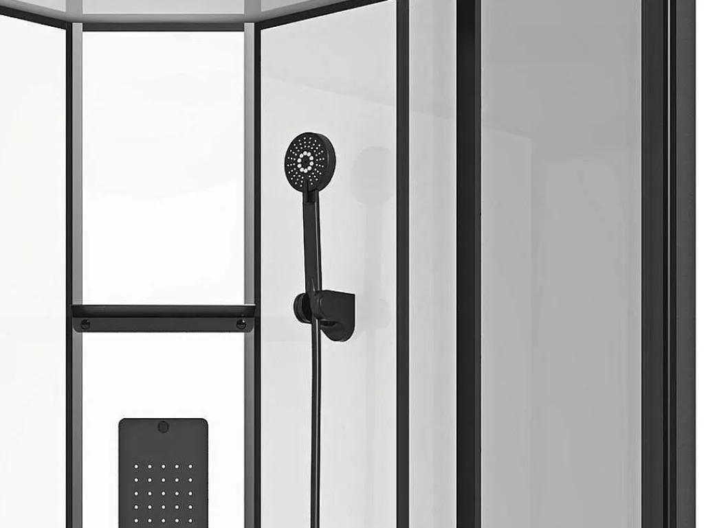 Vierkante Douchecabine Met Massagestralen Matzwart En Wit L90 X B90 X H215 Cm Tanito-Shower & Design Hot