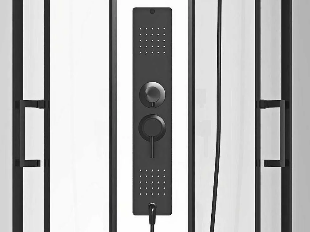 Vierkante Douchecabine Met Massagestralen Matzwart En Wit L90 X B90 X H215 Cm Tanito-Shower & Design Hot