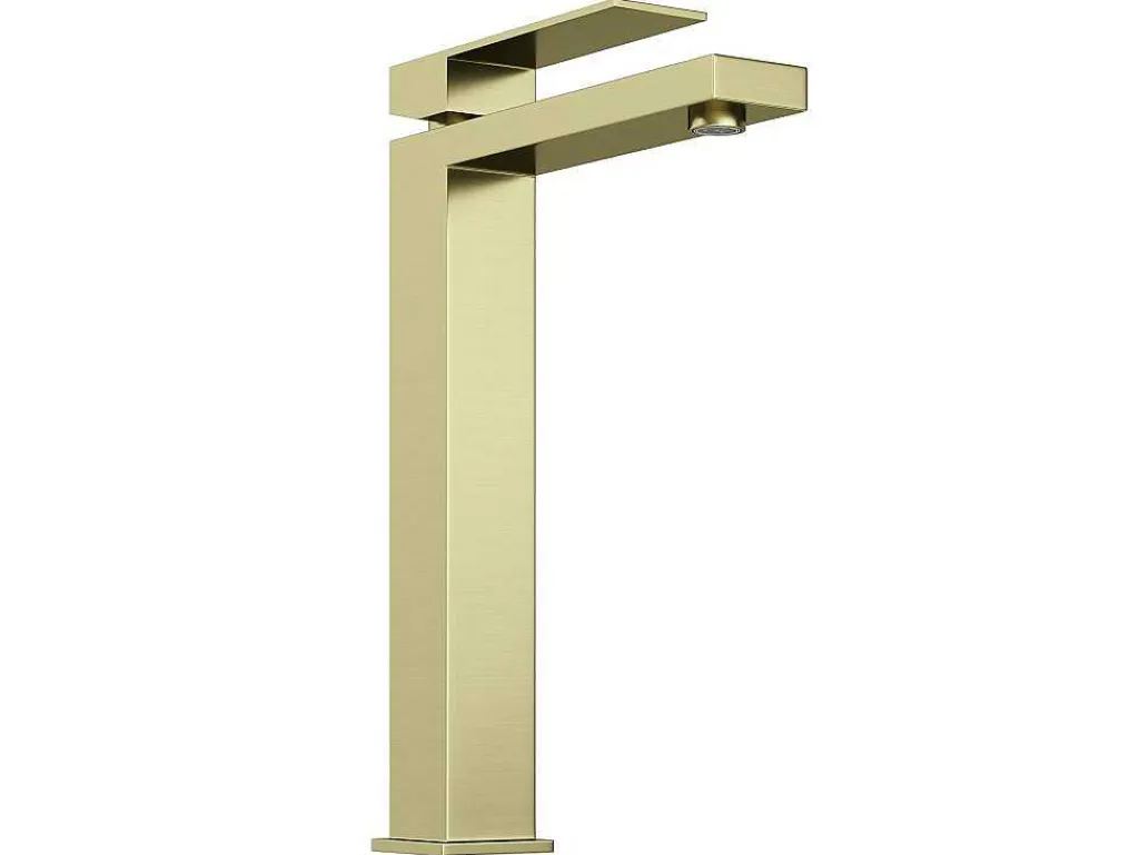 Vierkante Hoge Mechanische Mengkraan - H29,5 Cm - Goud Met Satijnglans - Vipava-Shower & Design Clearance