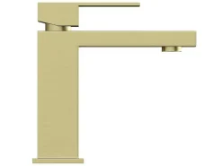 Vierkante Mechanische Mengkraan - H15,7 Cm - Goud Met Satijnglans - Vipava-Shower & Design Best