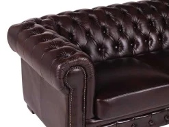 Vierzits Chesterfieldbank Brenton 100% Buffelleer - Cherry-LINEA SOFA New
