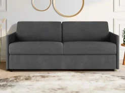 Vierzits Express Bedbank Van Stof Calife - Grijs - Slaap Afmeting 160 Cm - Matras 22 Cm-Vente-unique Outlet