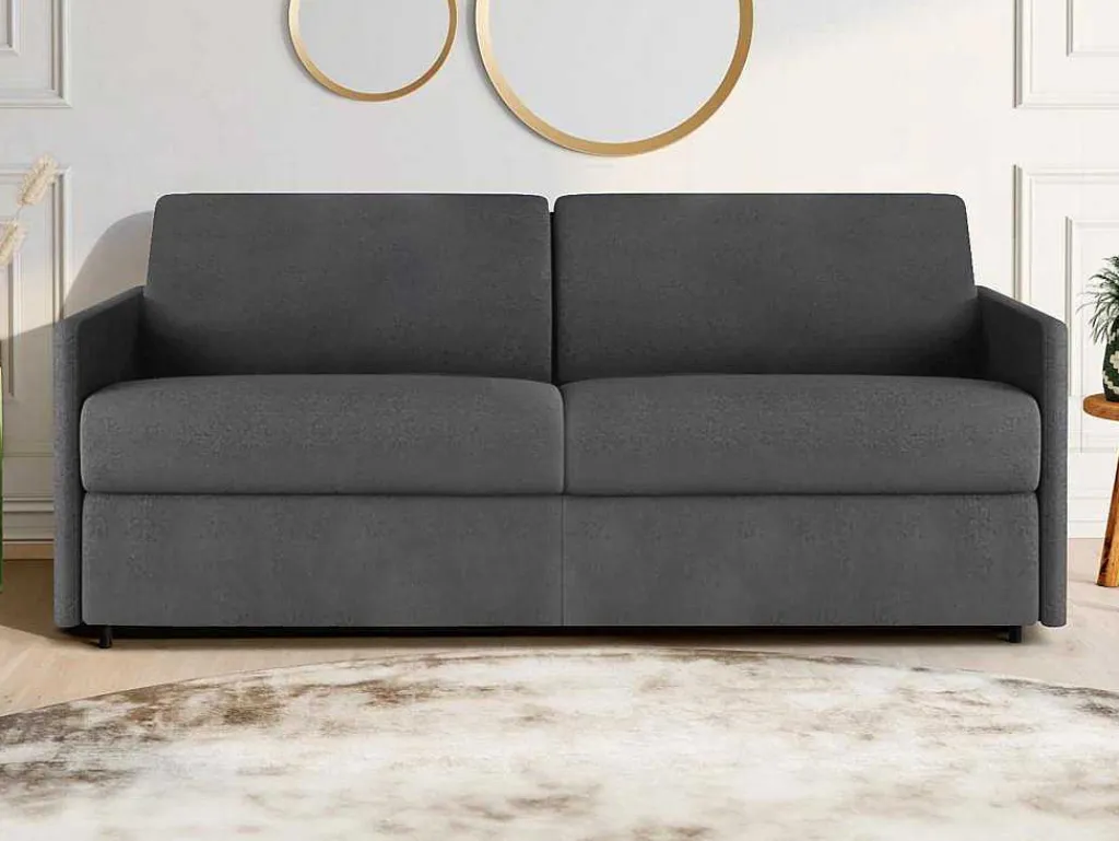 Vierzits Express Bedbank Van Stof Calife - Grijs - Slaap Afmeting 160 Cm - Matras 22 Cm-Vente-unique Outlet