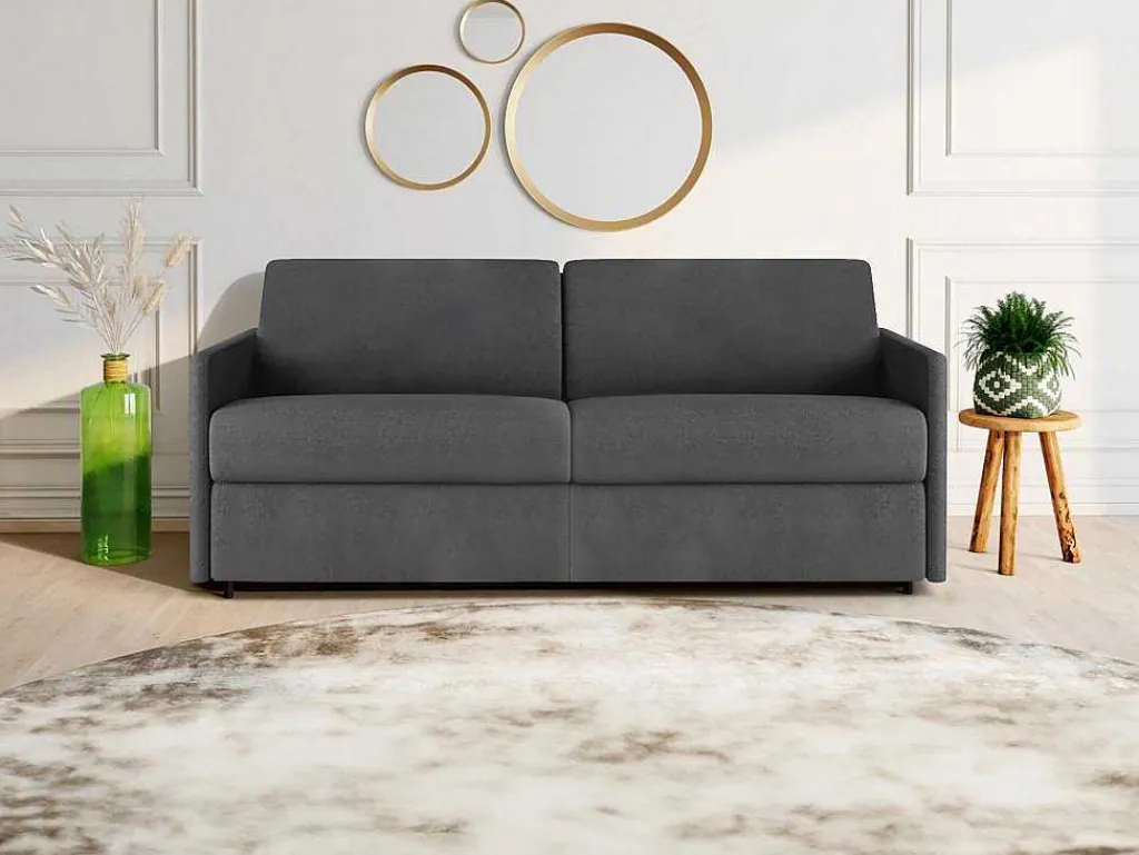 Vierzits Express Bedbank Van Stof Calife - Grijs - Slaap Afmeting 160 Cm - Matras 22 Cm-Vente-unique Outlet