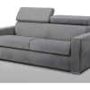 Vierzits Express Slaapbank Van Stof Vizir - Grijs - Slaapafmeting Met Brede Latten 160 Cm - Matras 18 Cm-Vente-unique Outlet